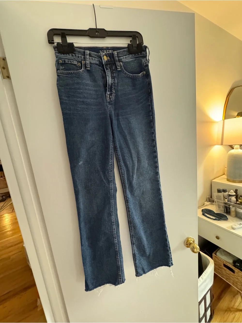 J. Crew Mid-Blue High-Rise Straight Jeans